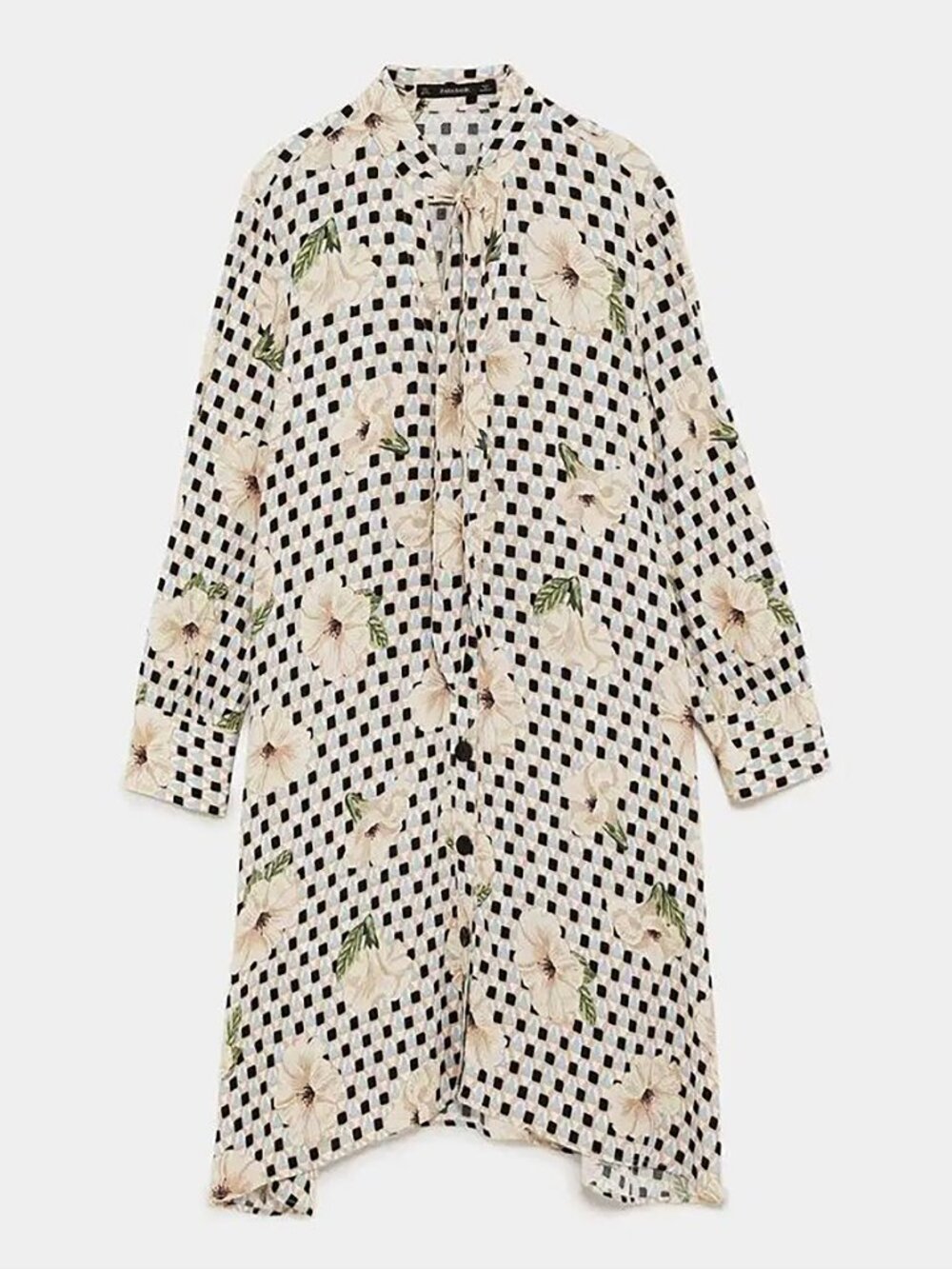 ZARA Geometric Floral Dress – Multicolor – Size XS (Oversized) – NWOT